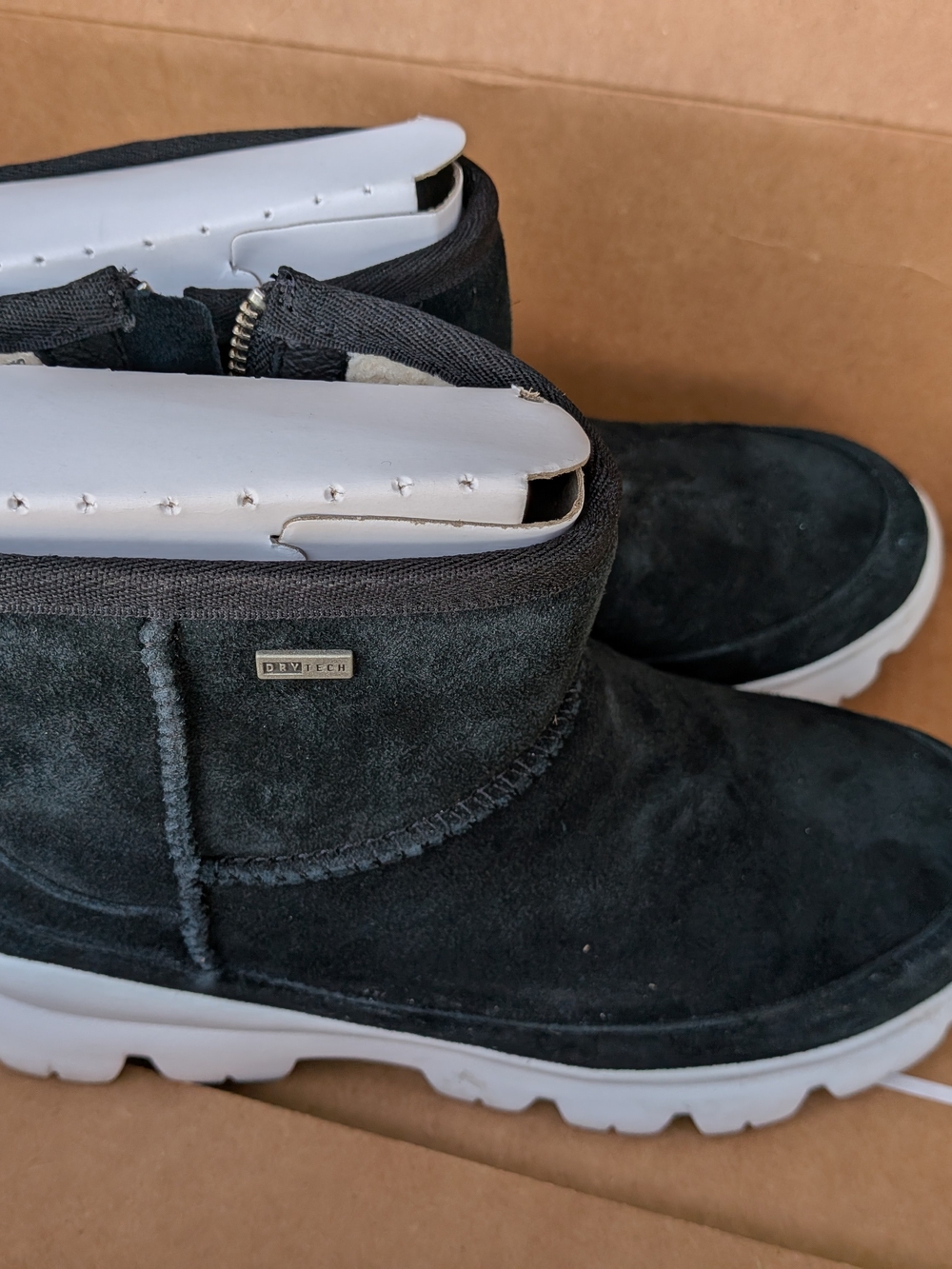 UGG Women's Black Suede Ankle Boots with White Soles